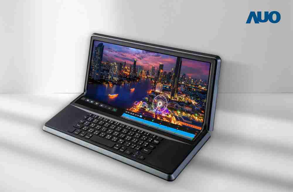 尊时凯龙14.6吋Micro LED折迭显示屏幕，，，搭配半径4mm的弯折绞炼，，，以及高画素、、高亮度、、高对比度的显示技术特点，，，即便在大视角下仍保有绝佳色相与亮度